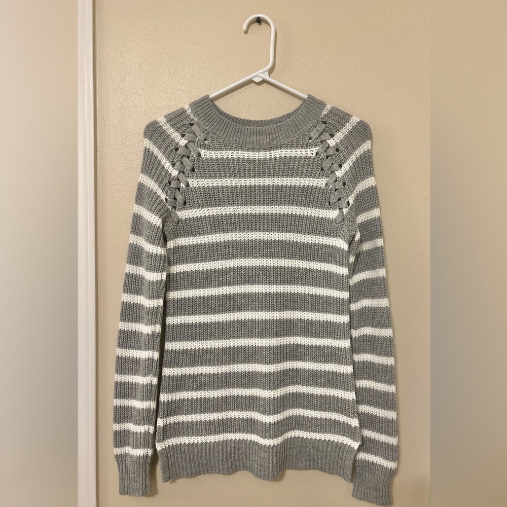 GENTLY USED Gray/White Stripped Sweater